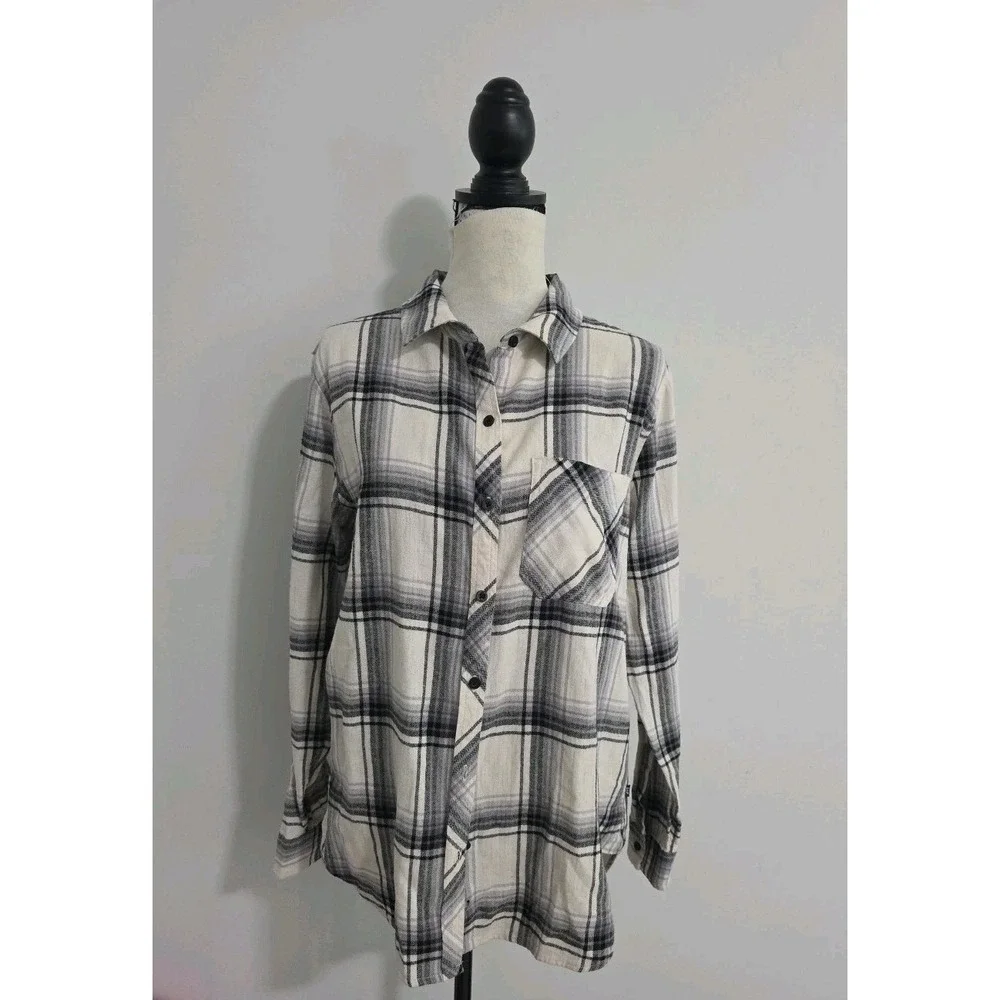 Gap Women's Soft Long Sleeve Hi-Low Hem‎ Relaxed Fit Flannel Size Large NWT